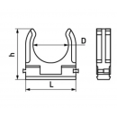 Fastening clip for corrugated pipe RZ KG-25B, 25 mm, black, plastic 1