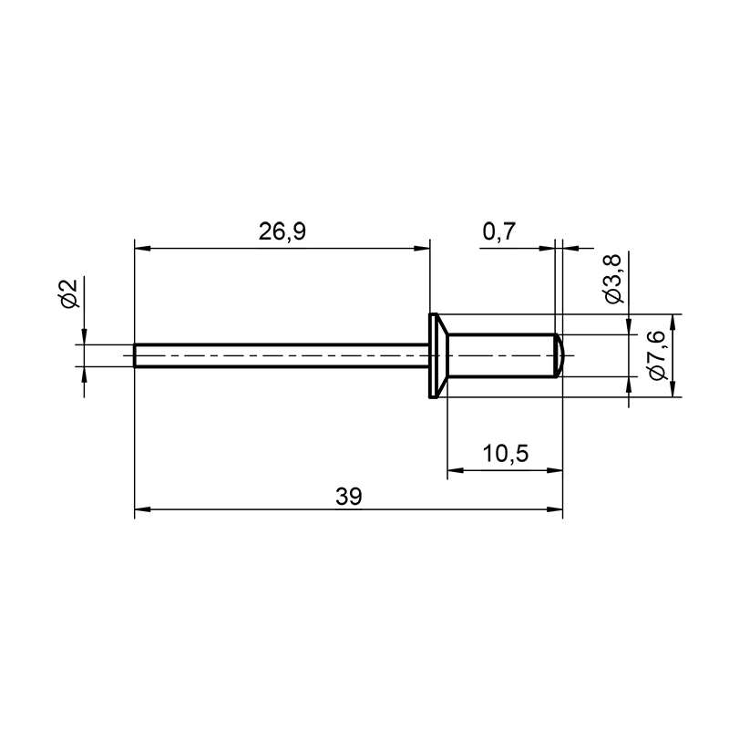 Rc Rivet Pull rivet RZ RC-4*10, Al/St, countersunk buy wholesale in Ukraine | RZ ...