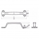 Screwed pull handle RZ H175-20.SS, stainless steel, centre to centre 150 mm 1