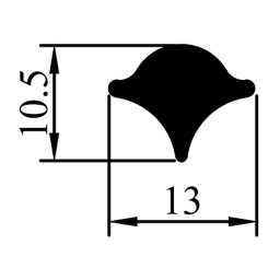 Резинка уплотнителя стекла RZ C1.098, EPDM, 9,4*10,4 мм