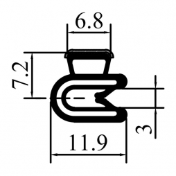 Ущільнювач опускного скла RZ F1.013, EPDM