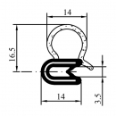 Гумовий профіль для окантовки RZ A1.017, двокамерний, EPDM 1