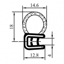Reinforced rubber profile RZ A1.029, double chamber, EPDM, clamp 1.5-3.5 mm 1