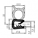 Overlay door seal RZ A1.035, double chamber, EPDM, clamp 2-4 mm 1