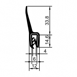 Резиновый герметизирующий уплотнитель RZ A3.018, H=48,4 мм, EPDM, зажим 2-5 мм