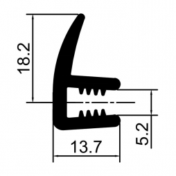 Уплотнитель резиновый армированный для дверей RZ A3.035, H=20,8 мм, EPDM, зажим 4-5 мм