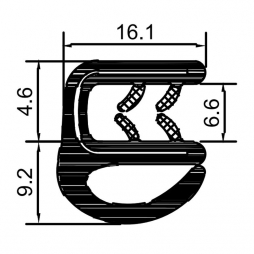 Профиль резиновый уплотнительный RZ P1.139, ПВХ, 13,8*16,1 мм