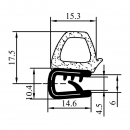 Универсальный дверной уплотнитель RZ Y1.004, H=22,7 мм, PVC/EPDM, зажим 2-4 мм 1