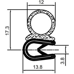 Boot gasket RZ Y1.005, H=19.2 mm, PVC/EPDM, clamp 1-3 mm