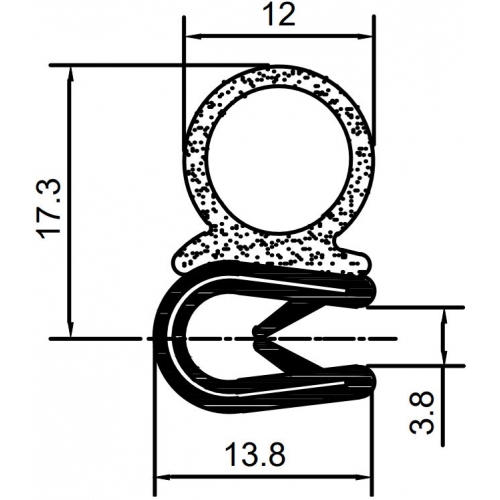 Ущільнювач багажника RZ Y1.005, H=19,2 мм, PVC/EPDM, затиск 1-3 мм