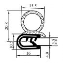 Уплотнитель крышки багажника RZ Y1.014, H=26 мм, PVC/EPDM, зажим 2-3 мм 1