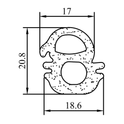Sponge profile RZ S5.077, EPDM, 20.8*18.6 mm