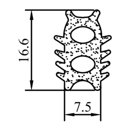 Ущільнювач пазовий пористий RZ S5.078, EPDM, 16,6*7,5 мм