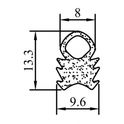 Уплотнитель из пористой резины RZ S5.079, EPDM, 13,3*9,6 мм