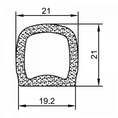 Gasket for metal cabinet doors RZ S5.138, EPDM, 21*21 mm