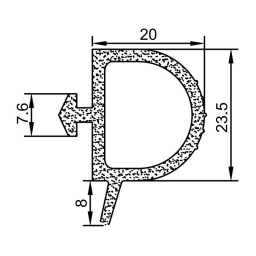 Door gasket for metal door RZ S5.150, EPDM, 20*23.5 mm