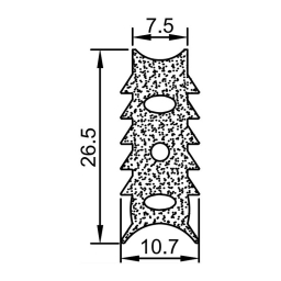 Ущільнювач пазовий без металокорду RZ S5.151, EPDM, 26,5*10,7 мм