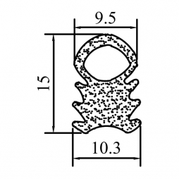 Профіль фігурний гумовий RZ S5.196, EPDM, 15*10,3 мм