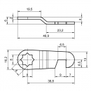 Cam for mailbox lock RZ C0A.0438, h=4 mm, L=38 mm, with hook 1 Cam for mailbox lock RZ C0A.0438, h=4 mm, L=38 mm, with hook 1