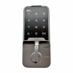 Electronic door lock RZ M-1601, Zn alloy, 10-digit code, sec.10B, vertical, on thickness 0.6-2 mm, black/silver Electronic door lock RZ M-1601, Zn alloy, 10-digit code, sec.10B, vertical, on thickness 0.6-2 mm, black/silver