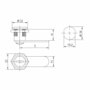 Metal postal locks RZ 16-210.1.1.1.C.P, secr. 200, H=16 mm, L=40 mm, cam hook, 90°, without key  fix. 3