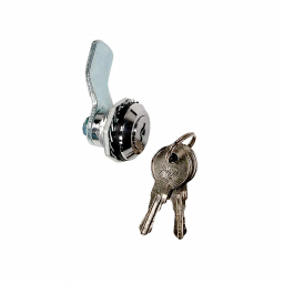  Lock on the electrical panel RZ L181.A.11-10845, Zn alloy, ins. different key, h=8 мм, L=46 мм, external stop, 2 keys